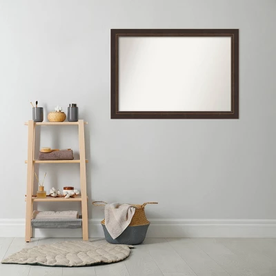 41" X 29" Non-Beveled Lara Wood Bathroom Wall Mirror Bronze - Amanti Art - Image 5