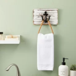 Okuna Outpost 2 Pack Nautical Hand Towel Ring Holder, Anchor Bathroom Decor And Accessories, 9x6 In